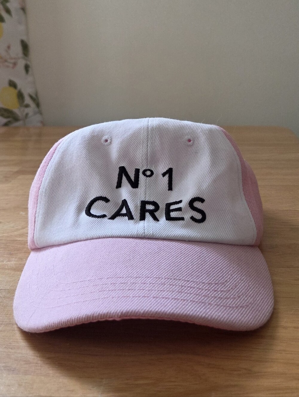 Pink and White "No 1 Cares" Baseball-style Hat
